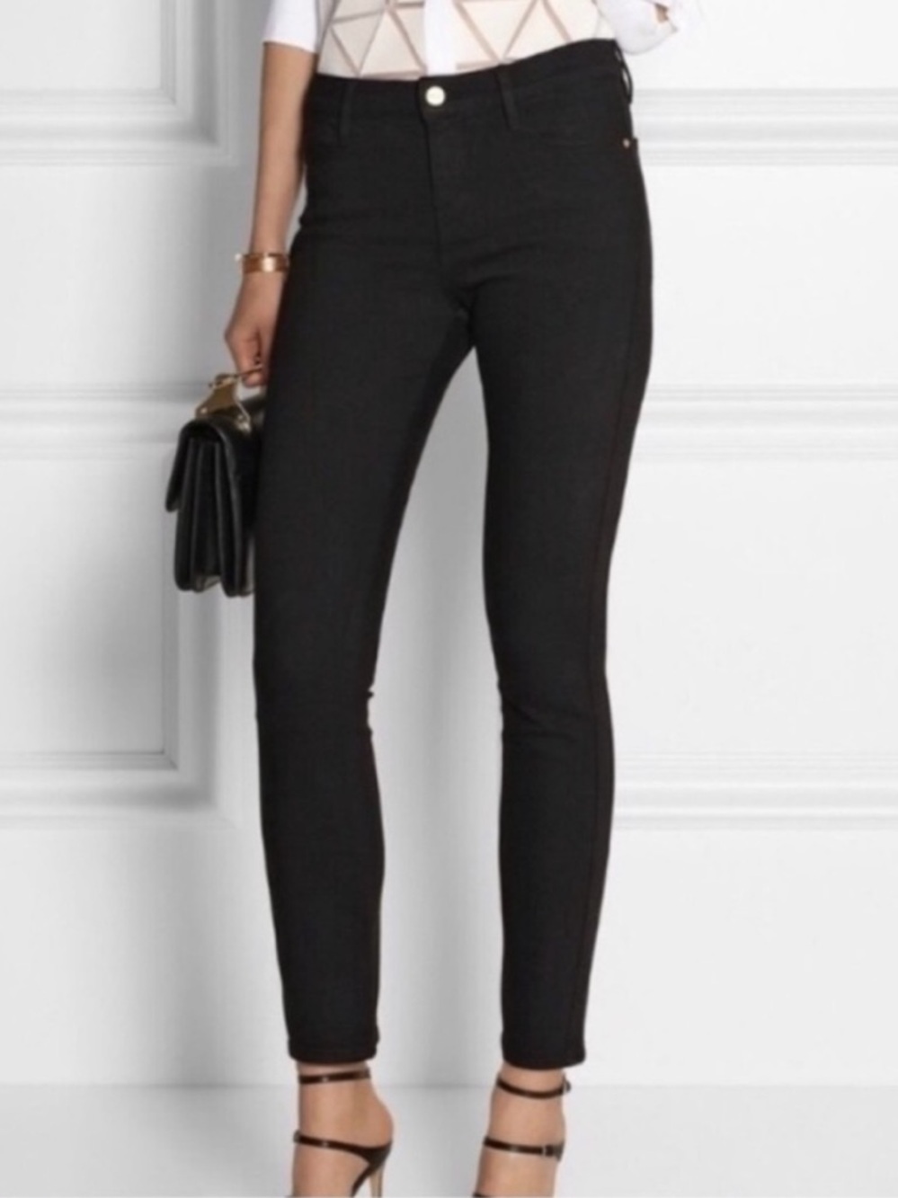 Frame Denim Black Le High Skinny Jeans Size 25